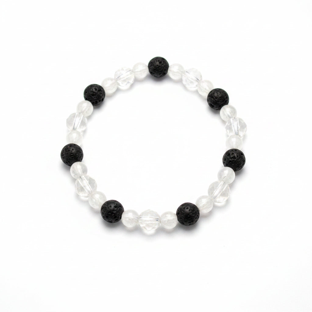 Black, white pearl and clear bracelet