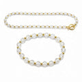 Clear Glass Bracelet and Necklace Set with Gold Spacers