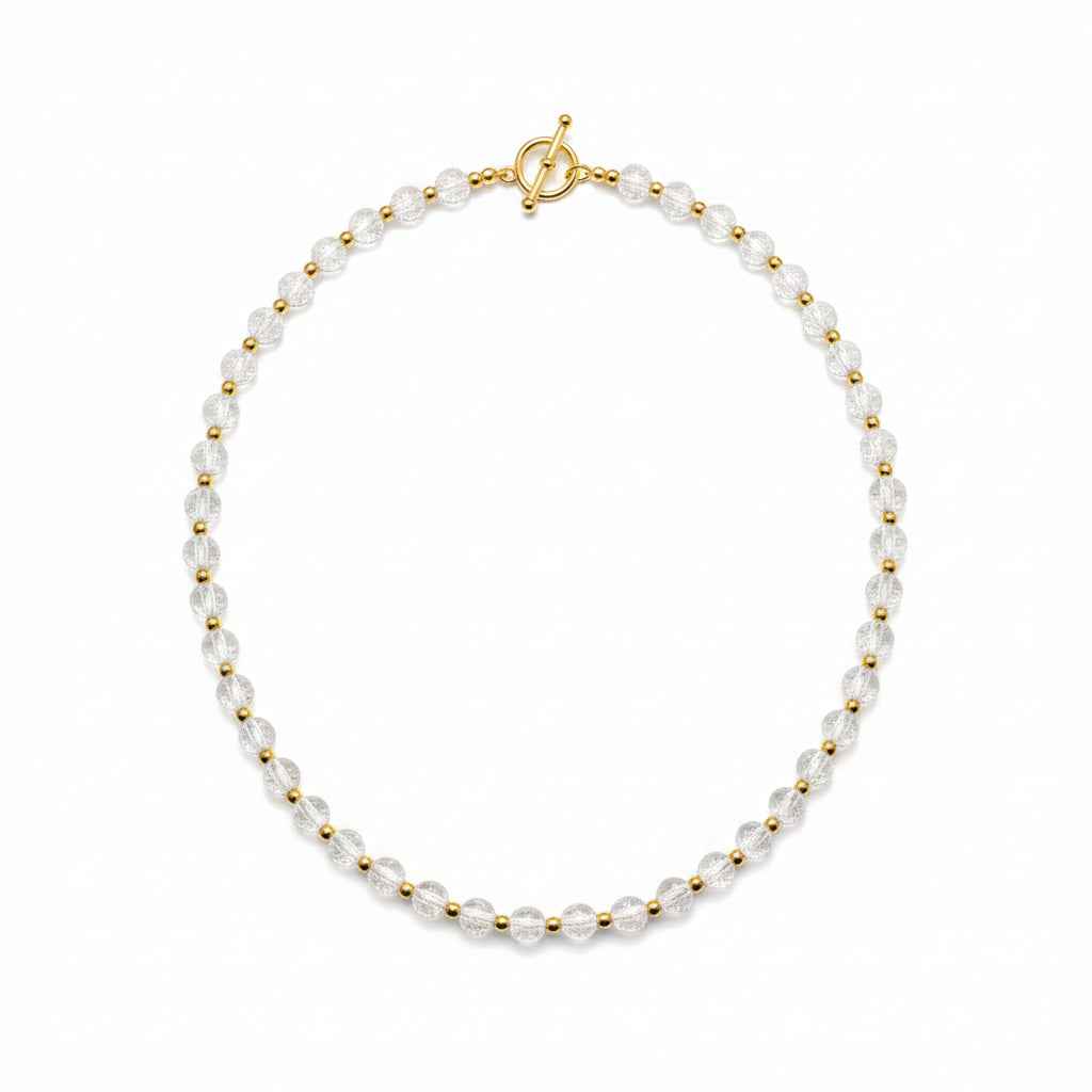 Clear Glass Necklace with Gold Spacers