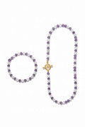 Plastic Purple and Clear Bi-Cone Bracelet and Necklace Set