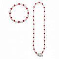 Red and Clear Bracelet and Necklace Set