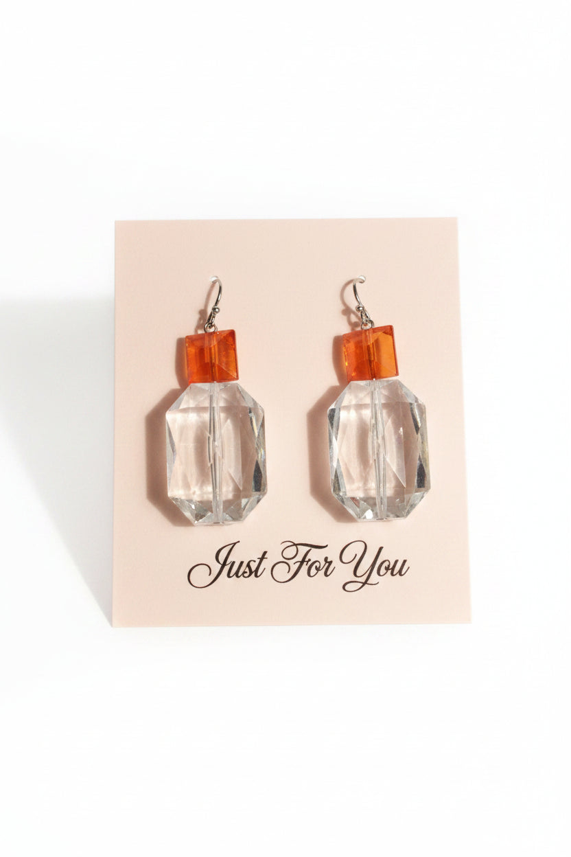 Orange and Clear Earrings