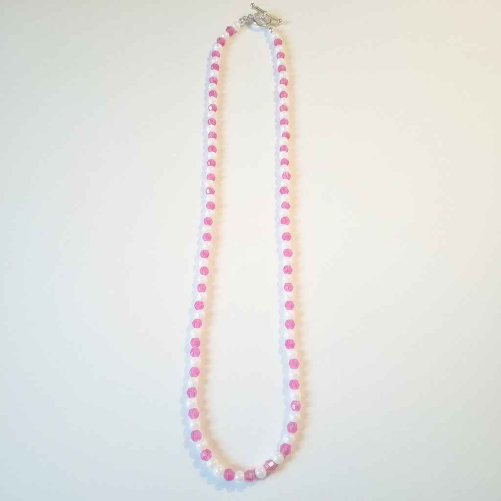 Pink and White Pearl Necklace