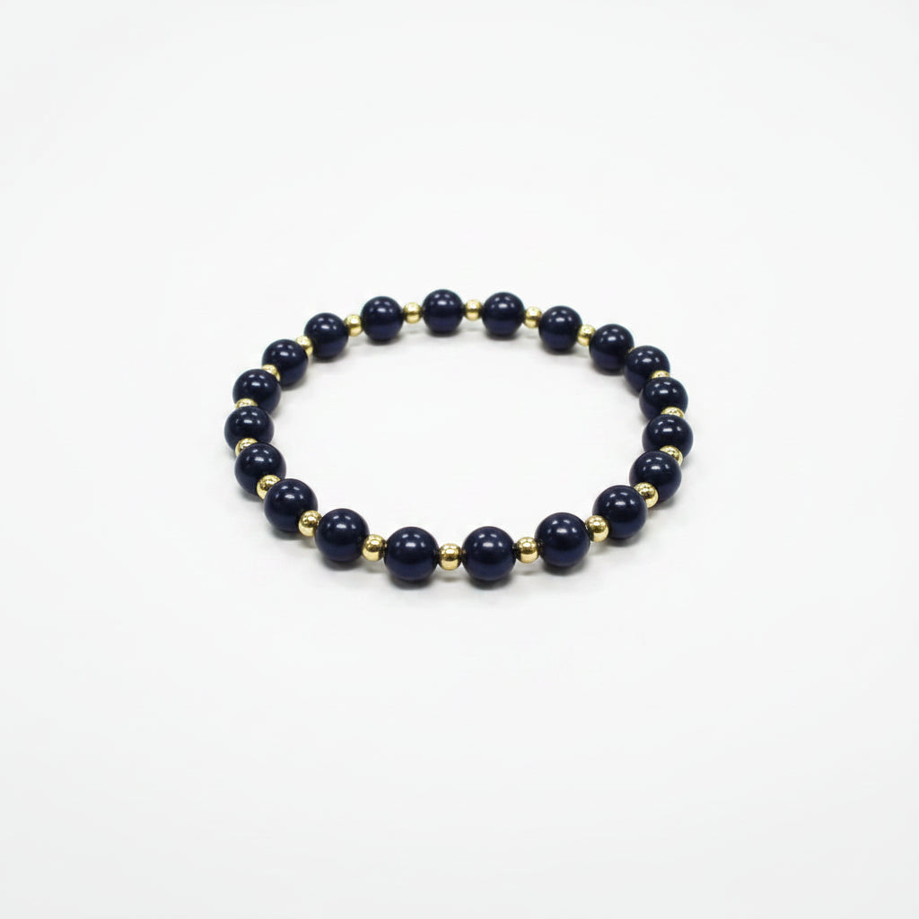 Black Pearl Bracelet with Gold Spacers