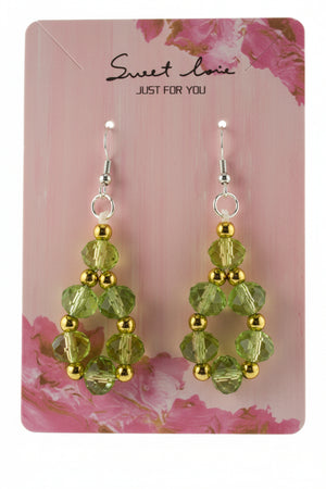 Green Crystal Earrings with Gold Spacers