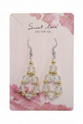 Pair of earrings on a 'sweet love just for you' card with floral design