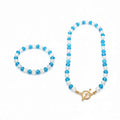 Plastic Blue and Clear Bracelet and Necklace Set