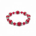Red Glass Bracelet with Silver Accents
