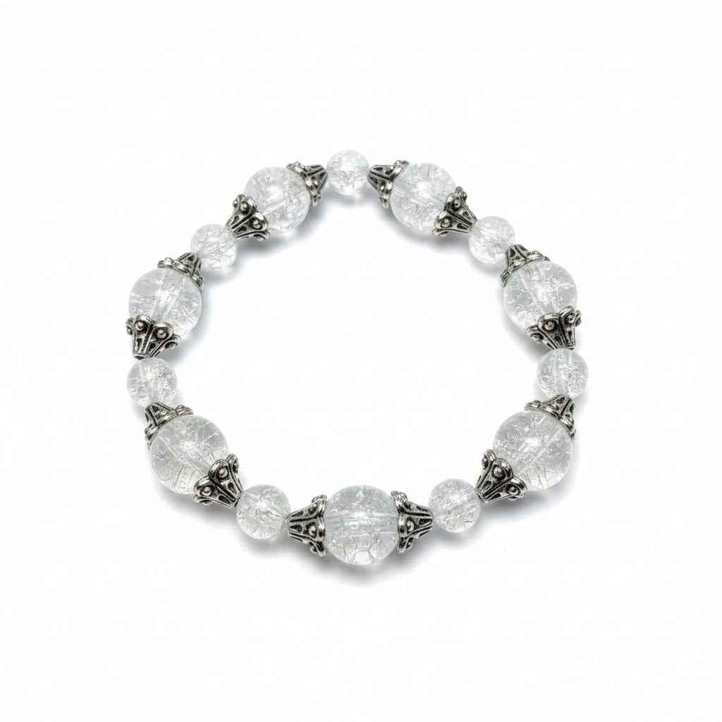 Clear Glass Bracelet with Silver Accents