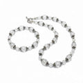 Clear Glass Bracelet and Necklace Set with Silver Accents