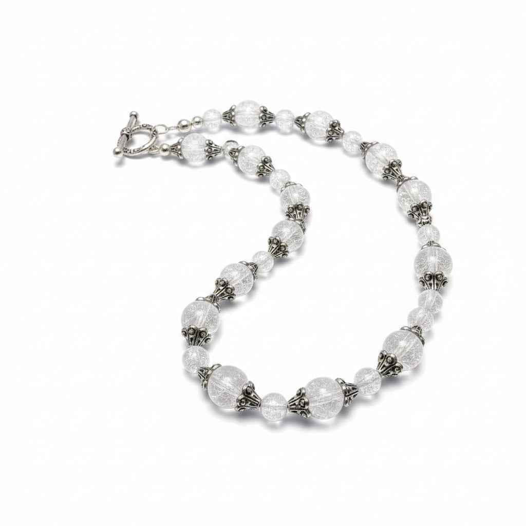 Clear Glass Necklace with Silver Accents