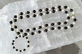Black and White Pearl Bracelet and Necklace Set with Gold Spacers