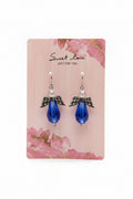 royal blue angel earring with silver wings