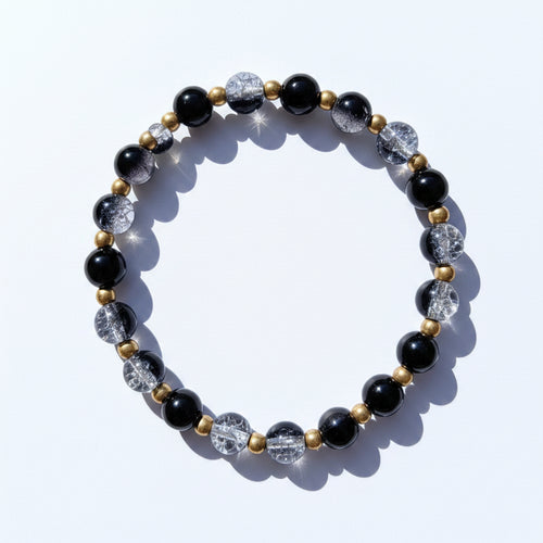 black and clear fusion bracelet with gold spacers