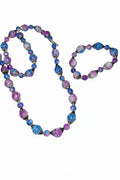 purple and blue fusion necklace and bracelet with silver spacers