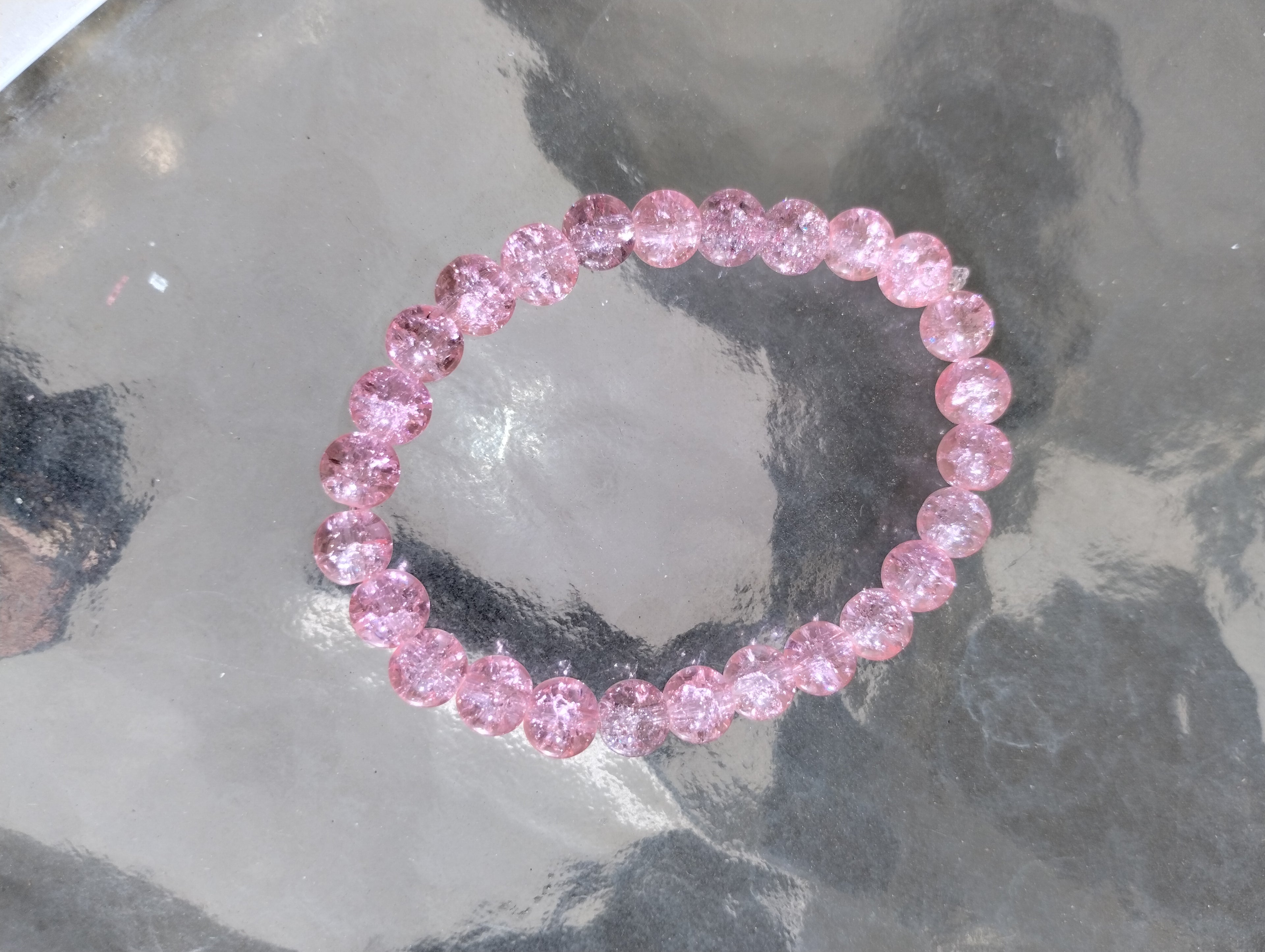Light Pink Glass Crackle Bracelet
